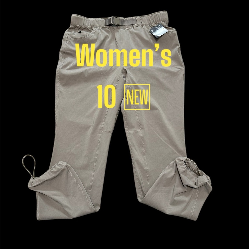 Women’s Eddie Bauer 10 Medium Joggers ClimaTrail Pants Sweats Beige Pockets NWT - Picture 2 of 14